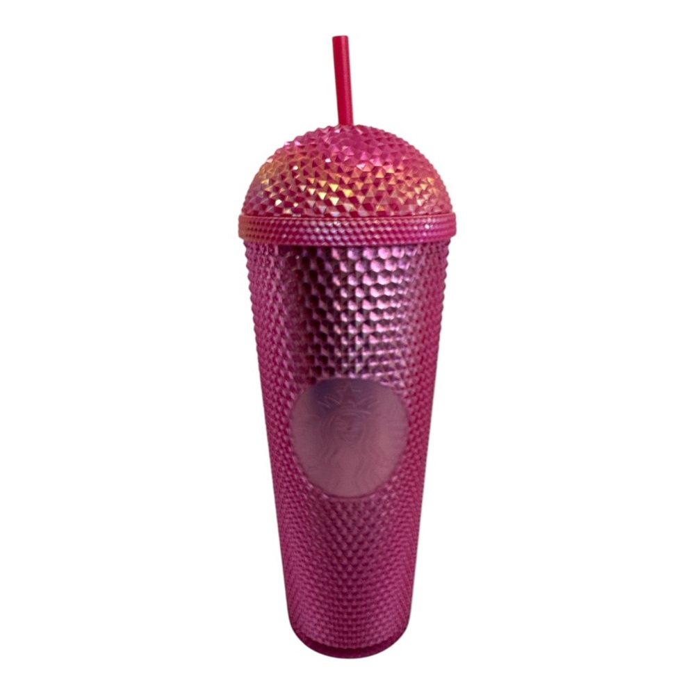 Starbucks 2025 Iridescent‎ Pink Domed Studded 24oz Venti Cold Cup Tumbler.